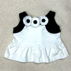 Janie and Jack Black White Tank Top Floral Accents 3-6 Months Baby Girl
